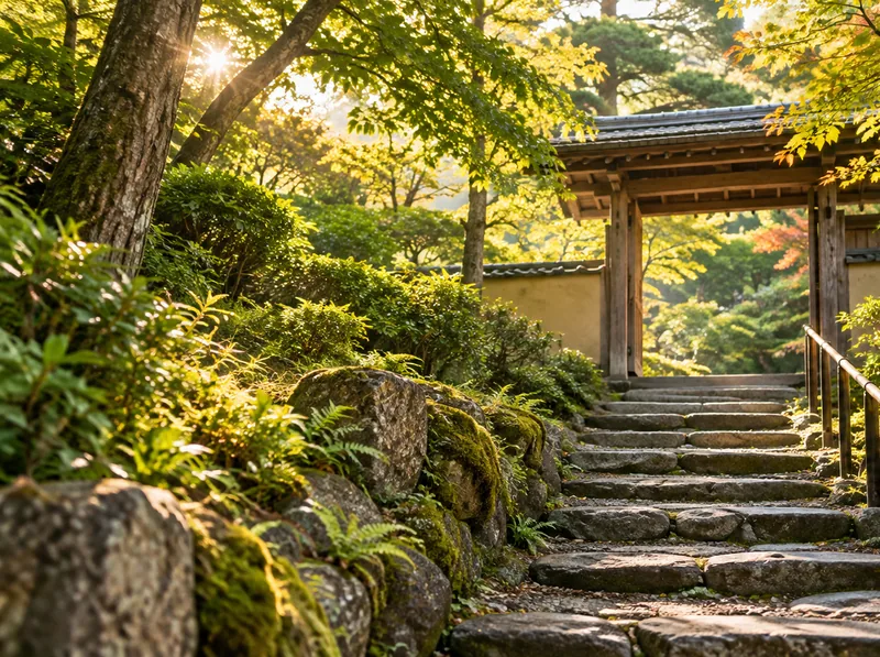 Illustrative Japan-inspired garden scene